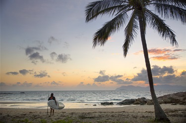 Surfer looking at the sunset, Bowe Rose Bay
